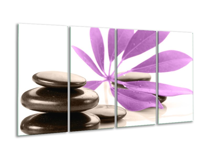 Canvas schilderij Spa | Zwart, Paars, Wit | 160x80cm 4Luik