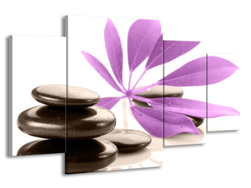 Canvas schilderij Spa | Zwart, Paars, Wit | 160x90cm 4Luik