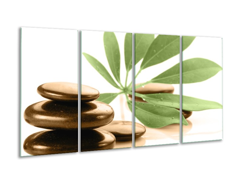 Canvas schilderij Spa | Groen, Bruin, Wit | 160x80cm 4Luik