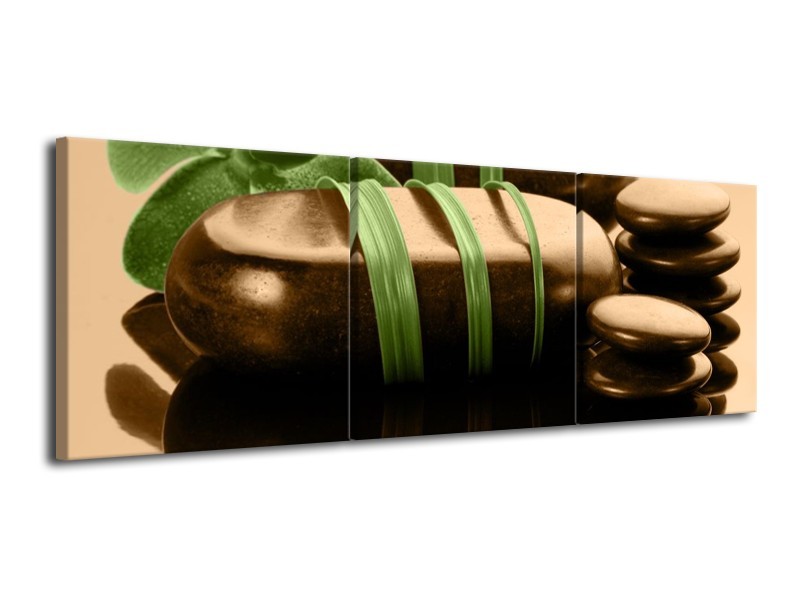 Canvas schilderij Spa | Groen, Bruin, Zwart | 120x40cm 3Luik