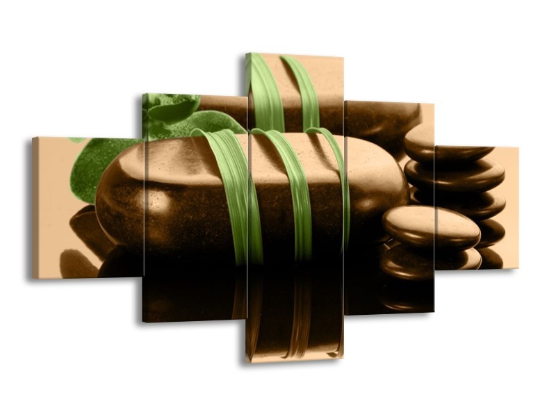 Canvas schilderij Spa | Groen, Bruin, Zwart | 125x70cm 5Luik