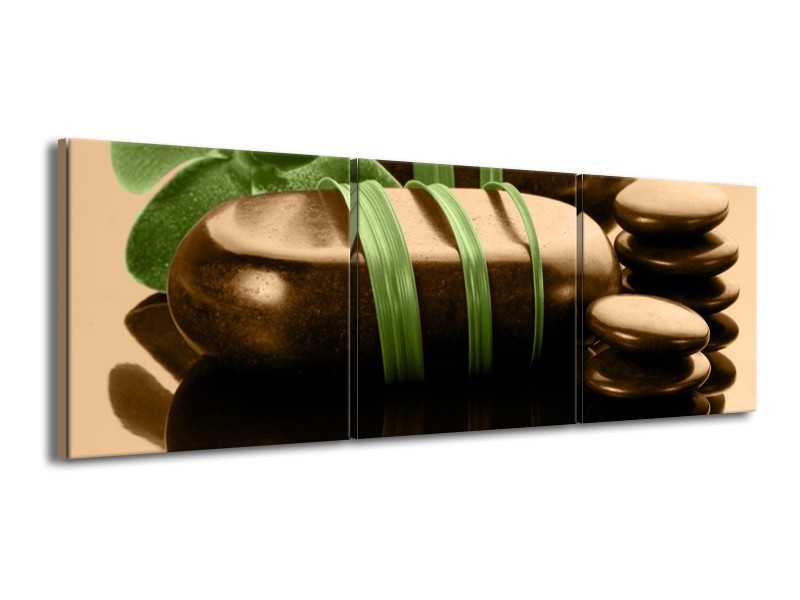 Canvas schilderij Spa | Groen, Bruin, Zwart | 150x50cm 3Luik