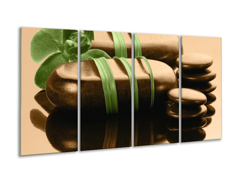 Canvas schilderij Spa | Groen, Bruin, Zwart | 160x80cm 4Luik