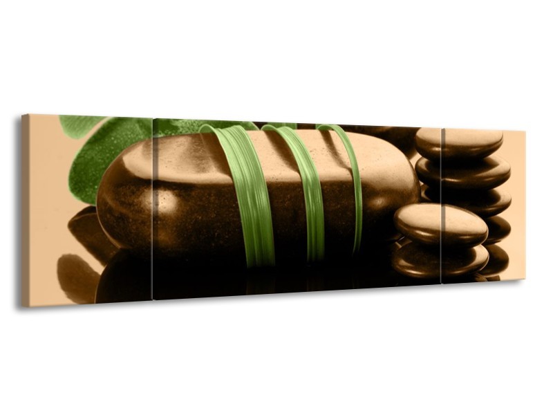 Canvas schilderij Spa | Groen, Bruin, Zwart | 170x50cm 3Luik