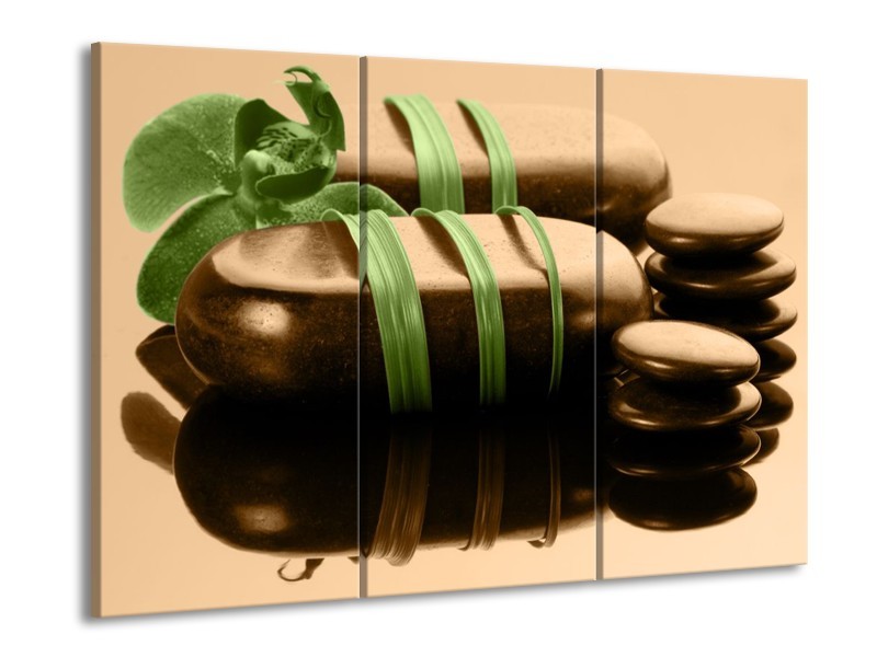 Canvas schilderij Spa | Groen, Bruin, Zwart | 90x60cm 3Luik