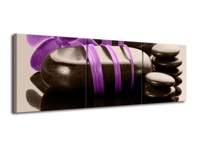 Canvas schilderij Spa | Paars, Zwart | 120x40cm 3Luik