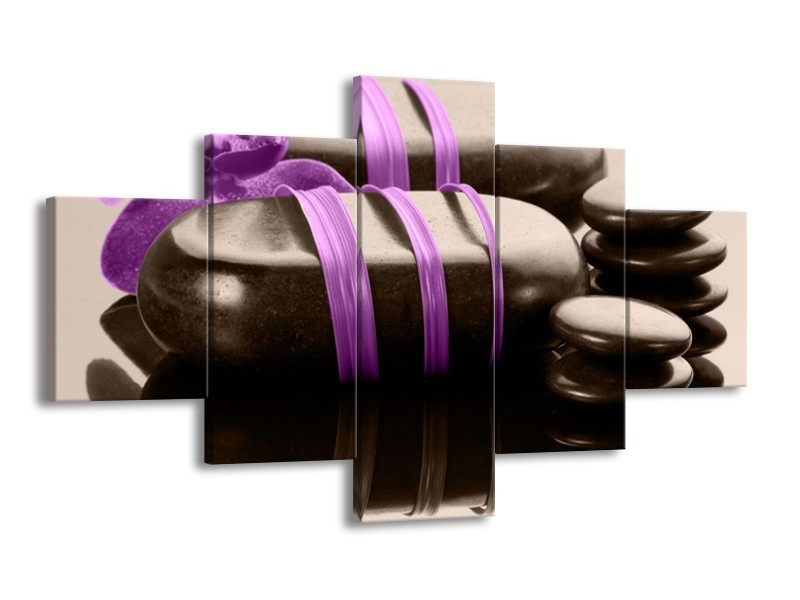 Canvas schilderij Spa | Paars, Zwart | 125x70cm 5Luik