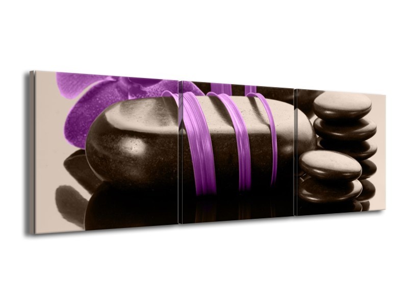 Canvas schilderij Spa | Paars, Zwart | 150x50cm 3Luik