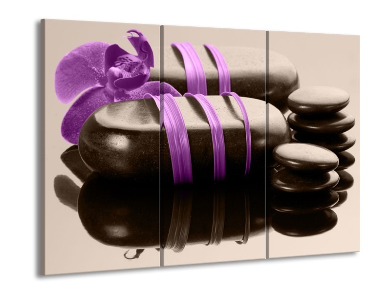 Canvas schilderij Spa | Paars, Zwart | 90x60cm 3Luik