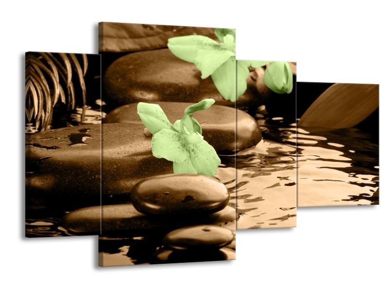 Canvas schilderij Orchidee | Bruin, Groen | 120x75cm 4Luik