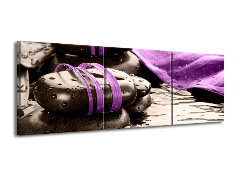 Canvas schilderij Spa | Paars, Grijs | 150x50cm 3Luik