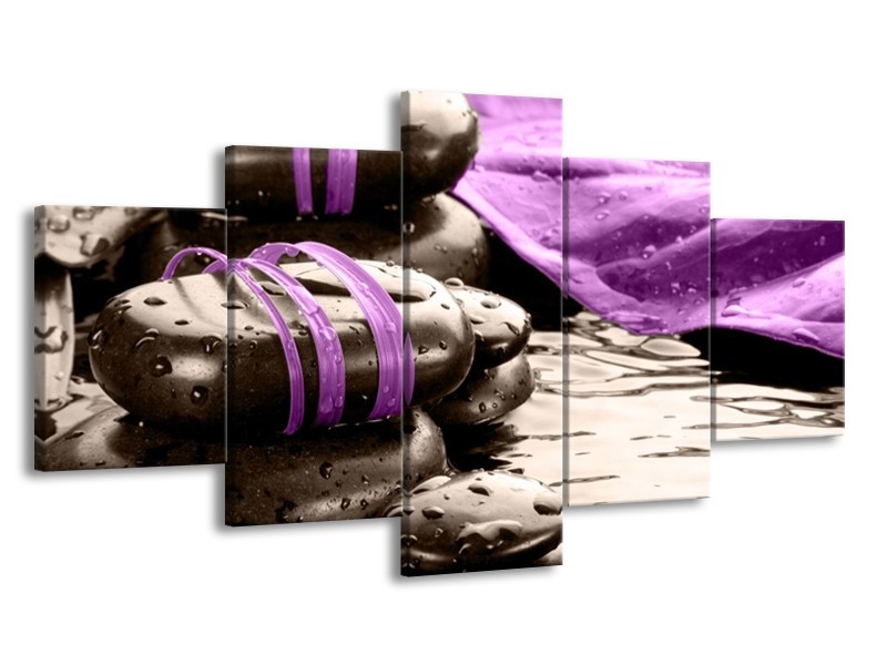 Canvas schilderij Spa | Paars, Grijs | 150x80cm 5Luik
