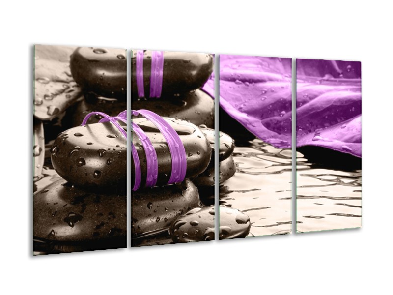 Canvas schilderij Spa | Paars, Grijs | 160x80cm 4Luik