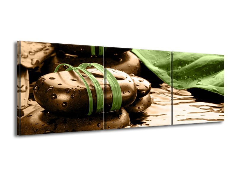 Canvas schilderij Spa | Bruin, Groen | 150x50cm 3Luik