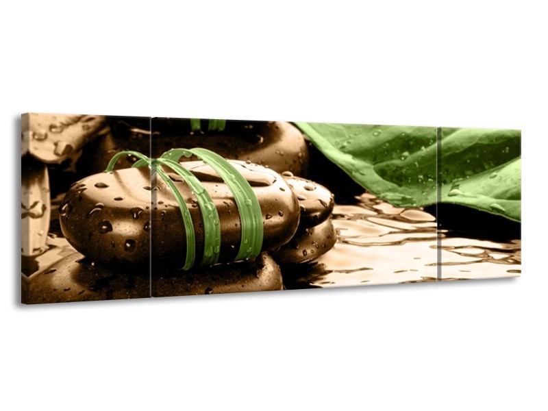 Canvas schilderij Spa | Bruin, Groen | 170x50cm 3Luik