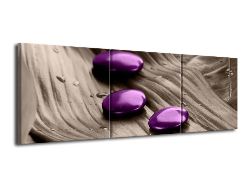 Canvas schilderij Spa | Paars, Grijs | 120x40cm 3Luik