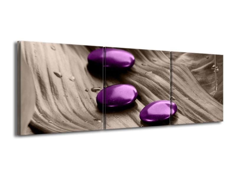 Canvas schilderij Spa | Paars, Grijs | 150x50cm 3Luik