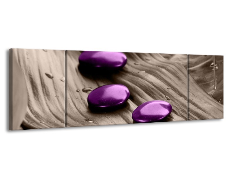 Canvas schilderij Spa | Paars, Grijs | 170x50cm 3Luik