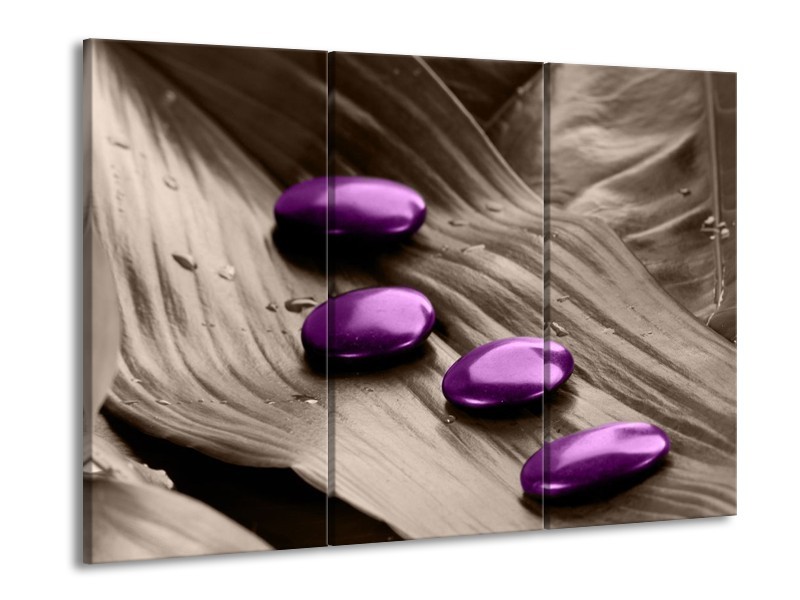 Canvas schilderij Spa | Paars, Grijs | 90x60cm 3Luik