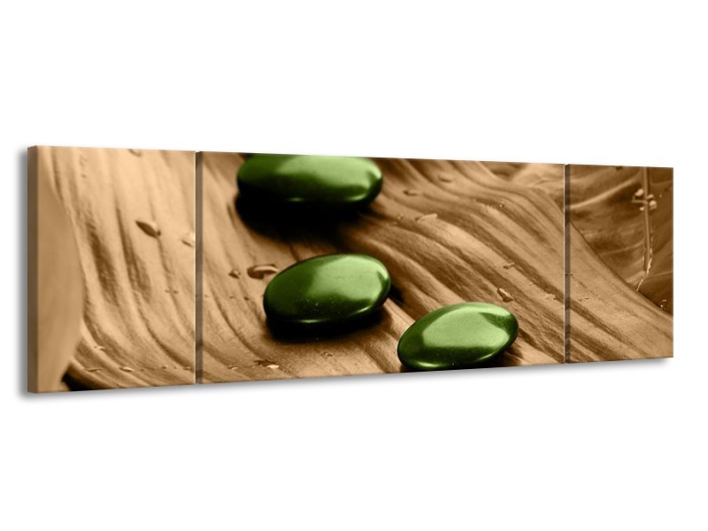 Canvas schilderij Spa | Bruin, Groen | 170x50cm 3Luik