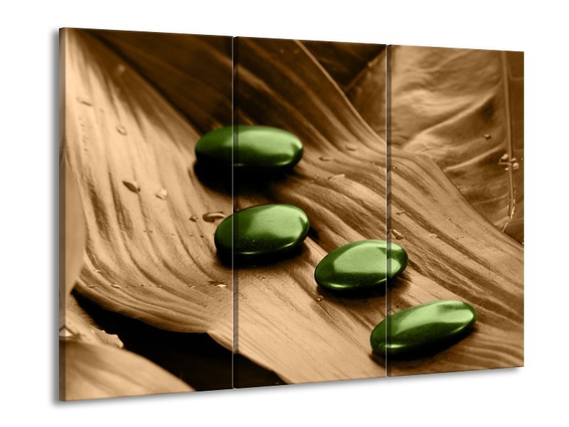 Canvas schilderij Spa | Bruin, Groen | 90x60cm 3Luik