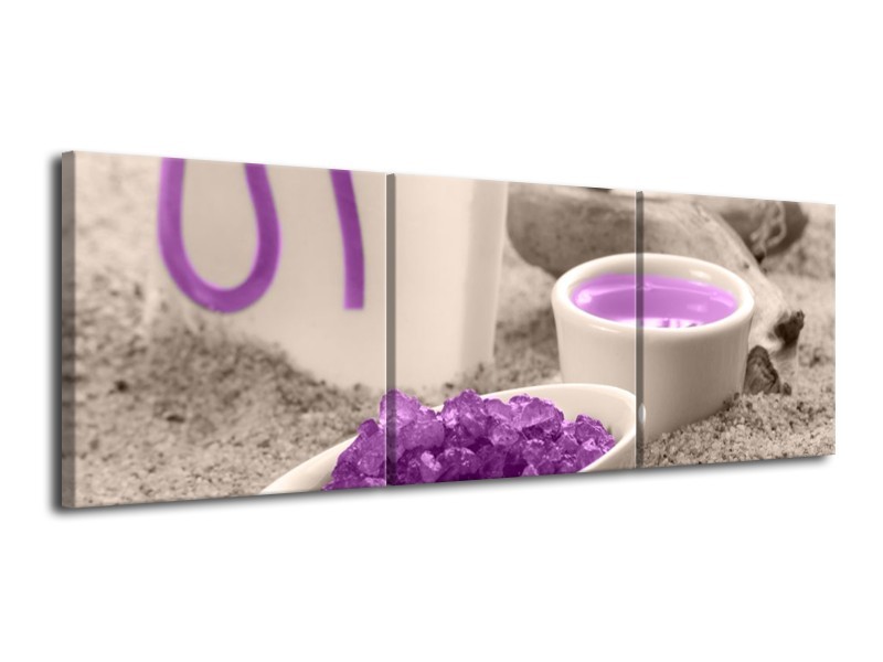 Canvas schilderij Spa | Paars, Grijs | 120x40cm 3Luik