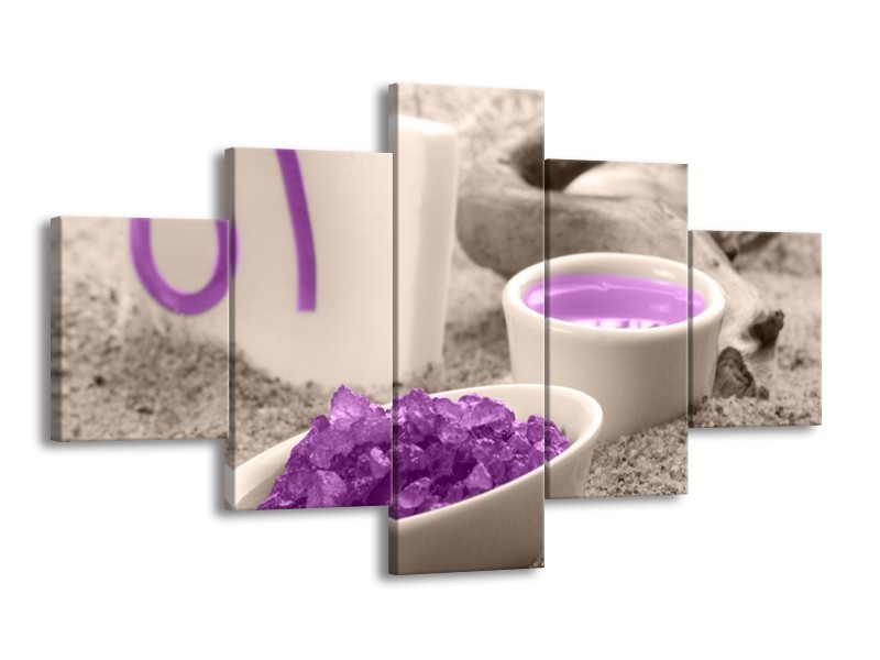 Canvas schilderij Spa | Paars, Grijs | 125x70cm 5Luik