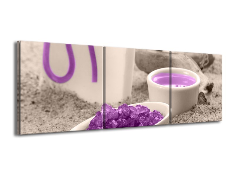 Canvas schilderij Spa | Paars, Grijs | 150x50cm 3Luik
