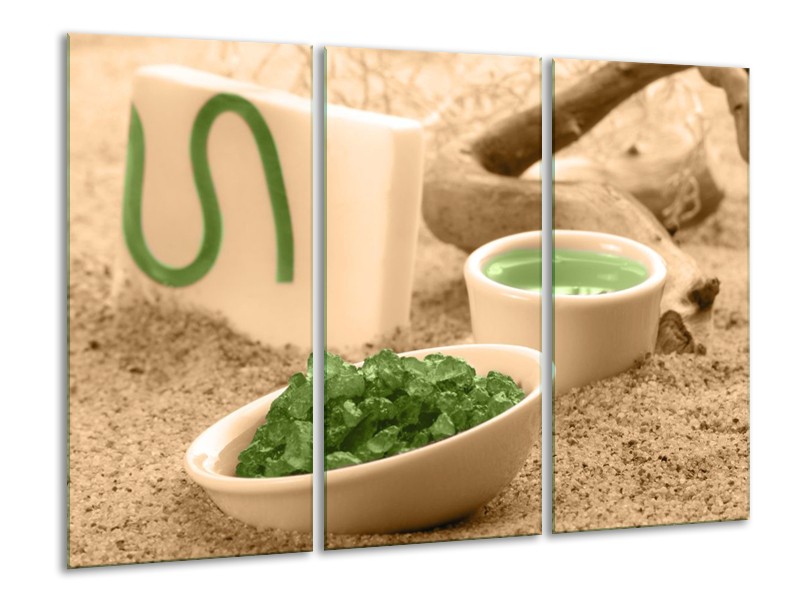 Canvas schilderij Spa | Groen, Bruin | 120x80cm 3Luik