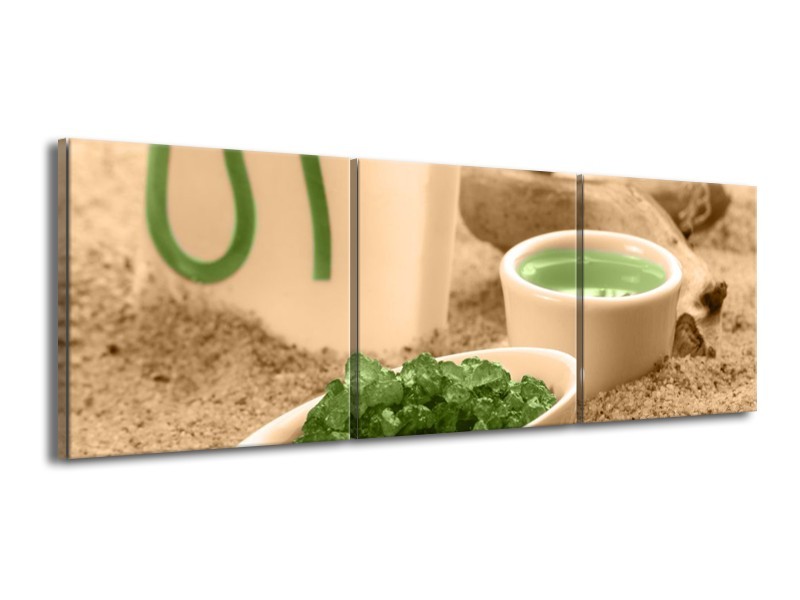 Canvas schilderij Spa | Groen, Bruin | 150x50cm 3Luik