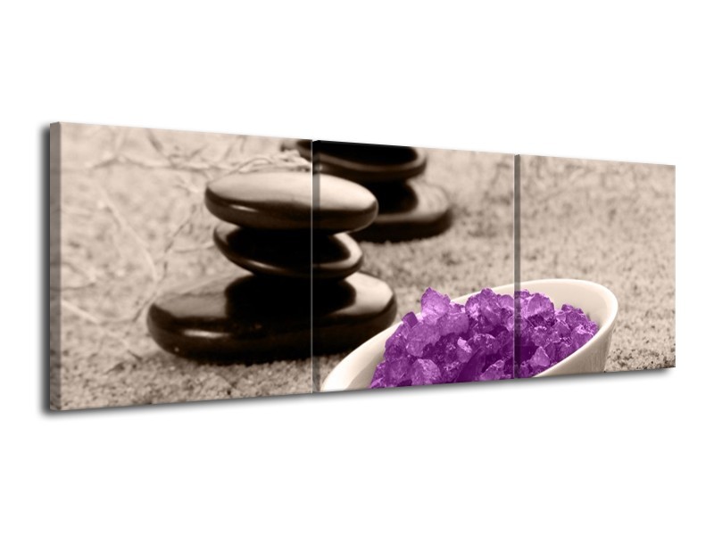 Canvas schilderij Spa | Paars, Grijs, Zwart | 120x40cm 3Luik