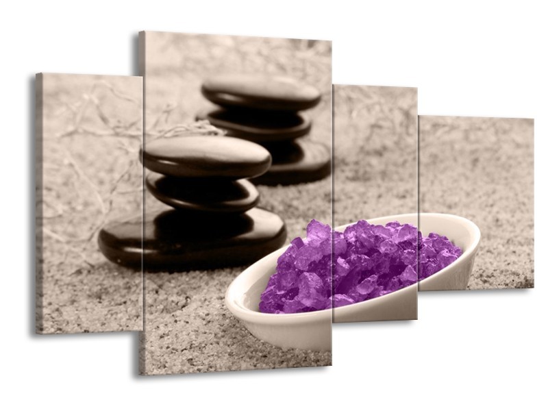 Canvas schilderij Spa | Paars, Grijs, Zwart | 120x75cm 4Luik