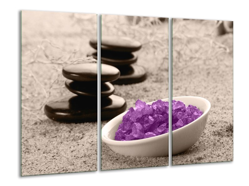 Canvas schilderij Spa | Paars, Grijs, Zwart | 120x80cm 3Luik