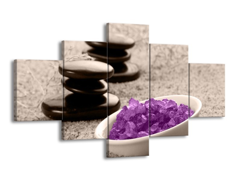 Canvas schilderij Spa | Paars, Grijs, Zwart | 125x70cm 5Luik