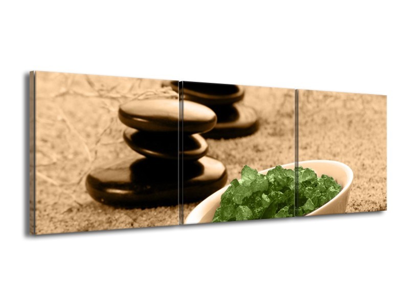 Canvas schilderij Spa | Bruin, Groen | 150x50cm 3Luik