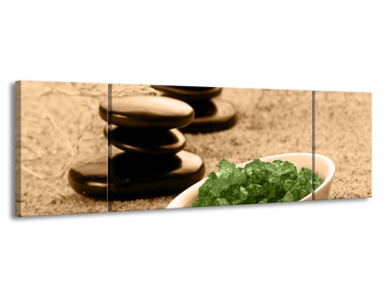 Canvas schilderij Spa | Bruin, Groen | 170x50cm 3Luik