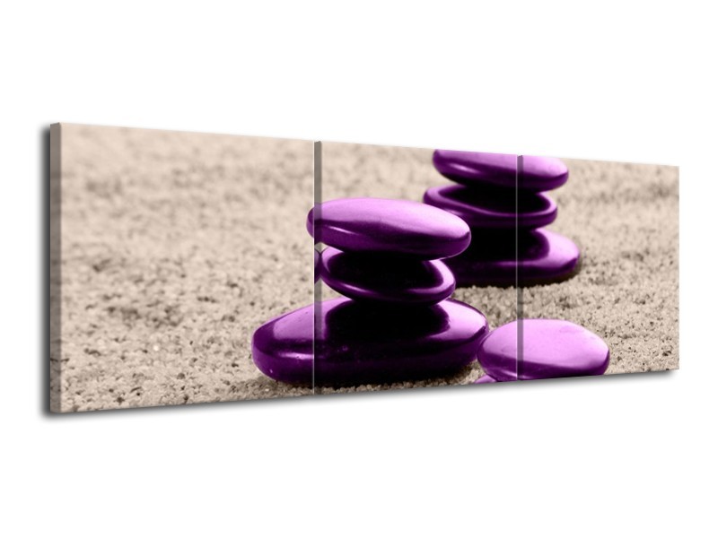 Canvas schilderij Spa | Paars, Grijs | 120x40cm 3Luik