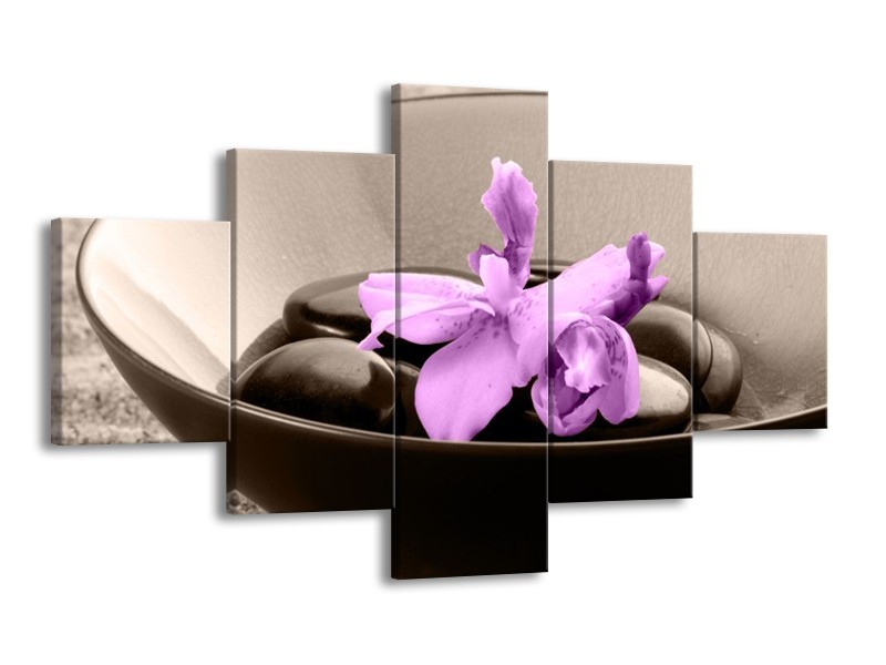 Canvas schilderij Spa | Paars, Zwart | 125x70cm 5Luik