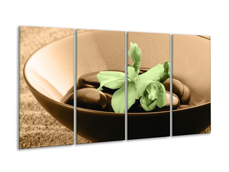 Canvas schilderij Spa | Groen, Bruin | 160x80cm 4Luik