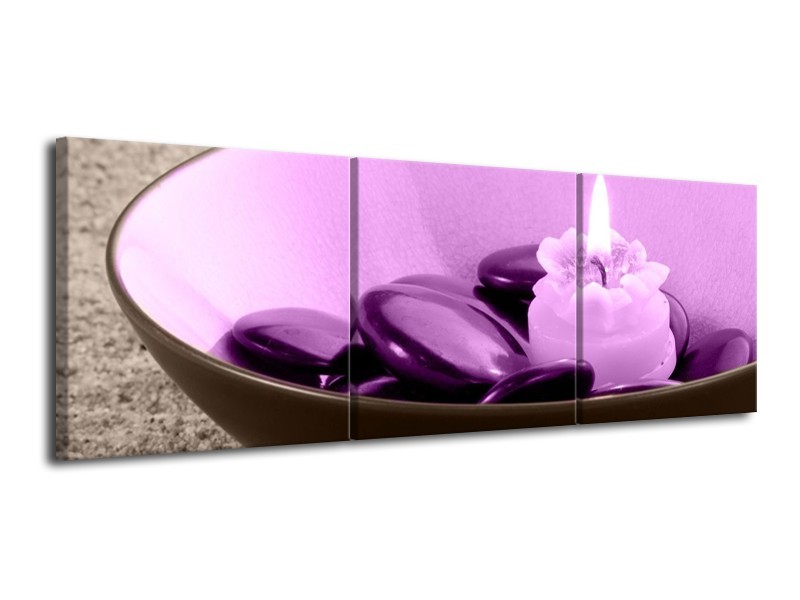 Canvas schilderij Spa | Paars, Grijs | 120x40cm 3Luik