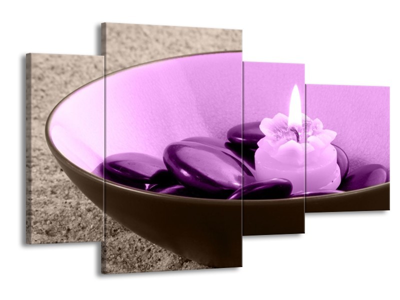 Canvas schilderij Spa | Paars, Grijs | 120x75cm 4Luik