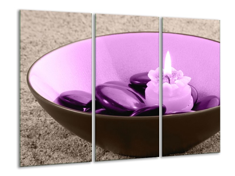 Canvas schilderij Spa | Paars, Grijs | 120x80cm 3Luik