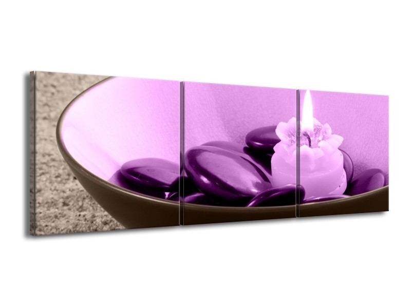 Canvas schilderij Spa | Paars, Grijs | 150x50cm 3Luik