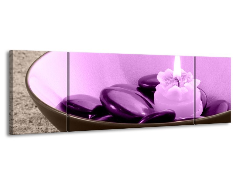 Canvas schilderij Spa | Paars, Grijs | 170x50cm 3Luik