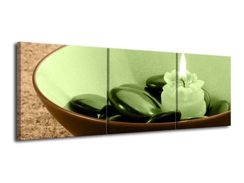 Canvas schilderij Spa | Bruin, Groen | 120x40cm 3Luik