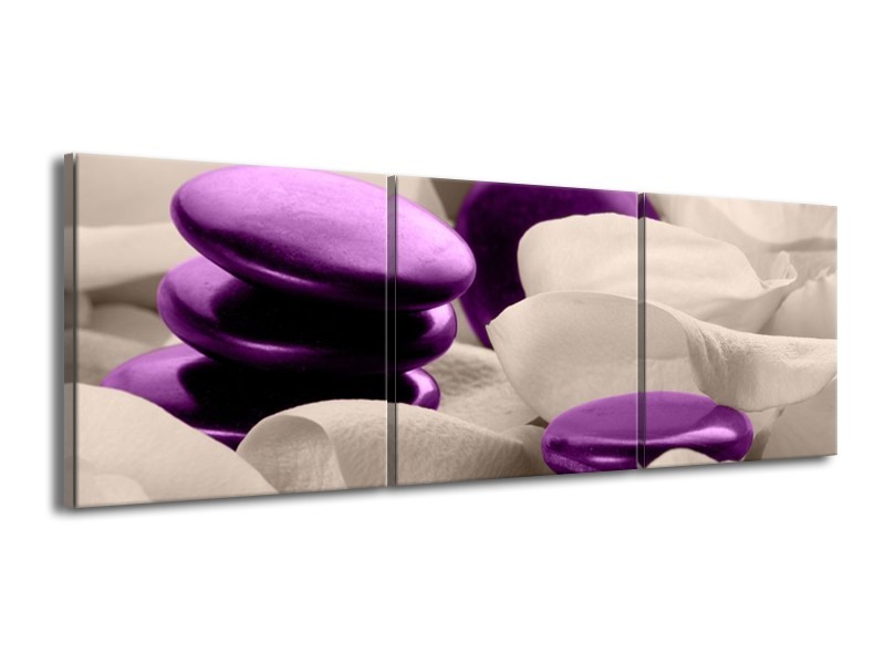 Canvas schilderij Spa | Paars, Grijs | 150x50cm 3Luik