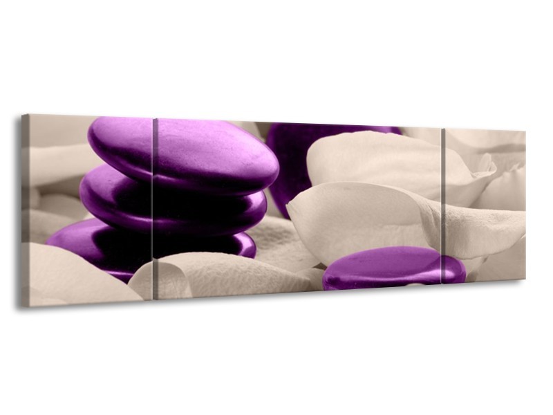 Canvas schilderij Spa | Paars, Grijs | 170x50cm 3Luik