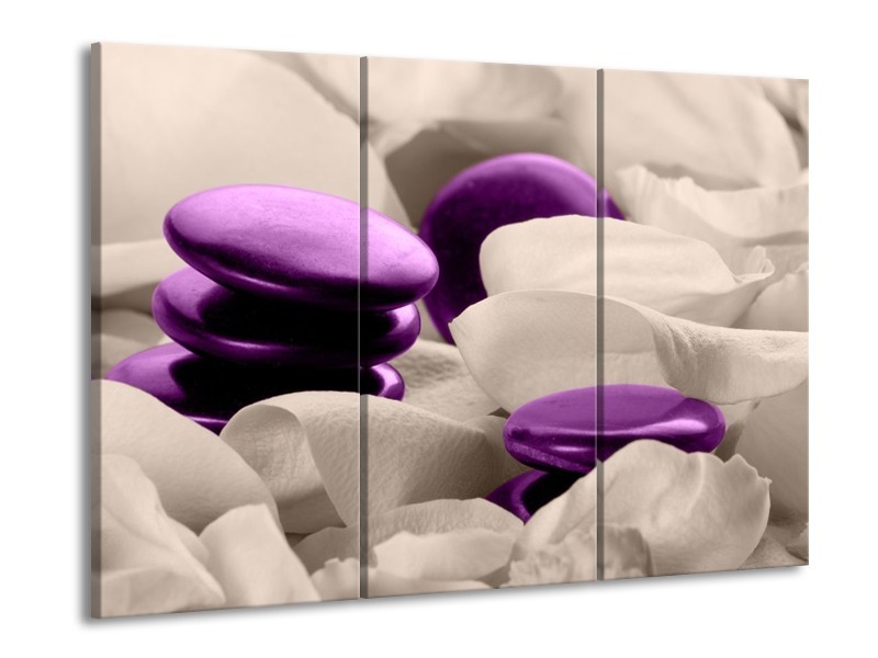 Canvas schilderij Spa | Paars, Grijs | 90x60cm 3Luik