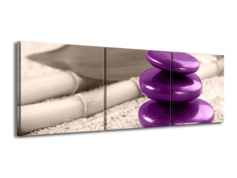 Canvas schilderij Spa | Paars, Grijs | 150x50cm 3Luik