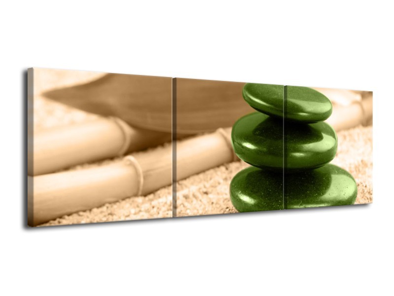 Canvas schilderij Spa | Groen, Bruin | 120x40cm 3Luik